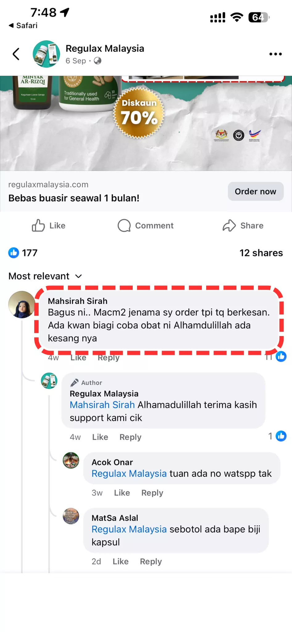 Review sebenar pengguna