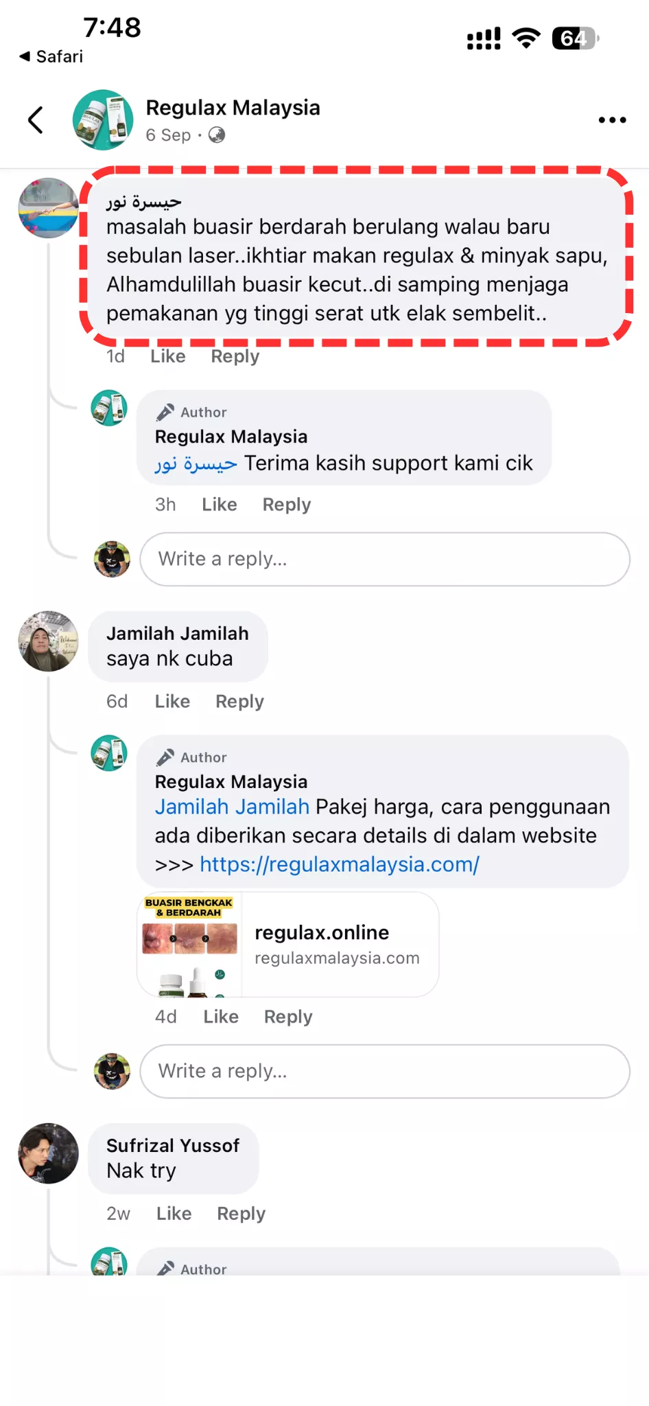 Review sebenar pengguna