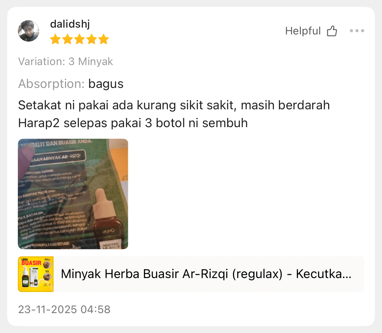 Review sebenar pengguna