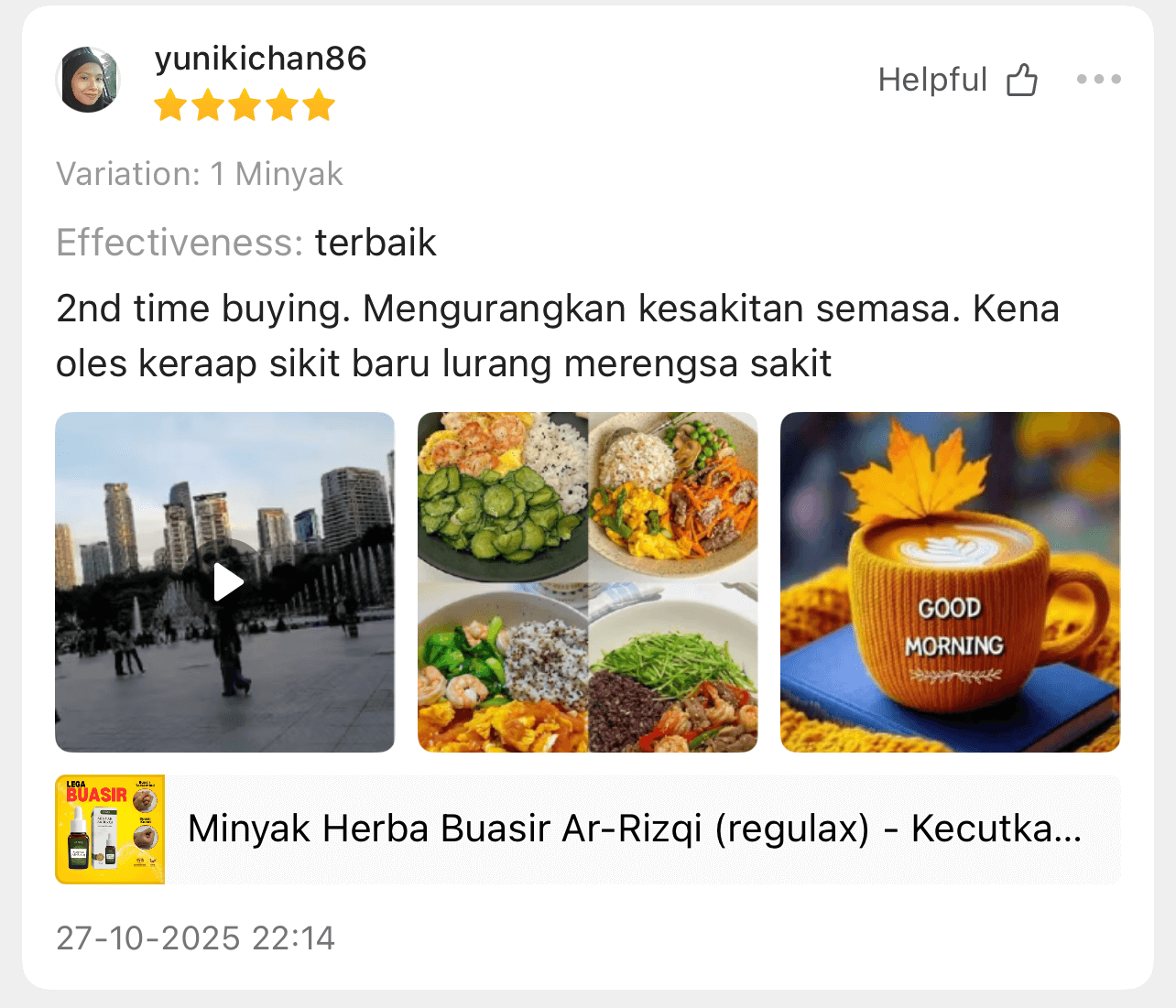 Review sebenar pengguna